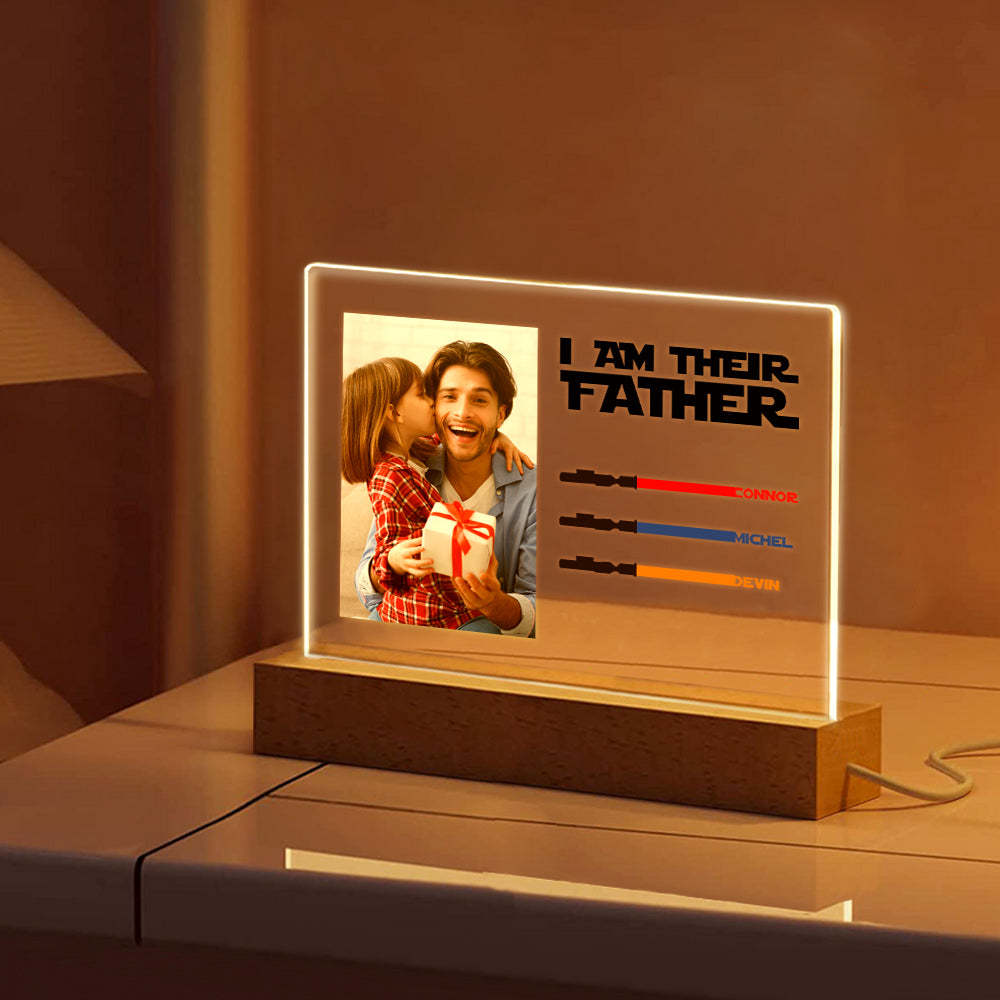 Personalized I Am Their Father Night Light Photo Acrylic Light Saber Plaque Father's Day Gifts - SantaSocks