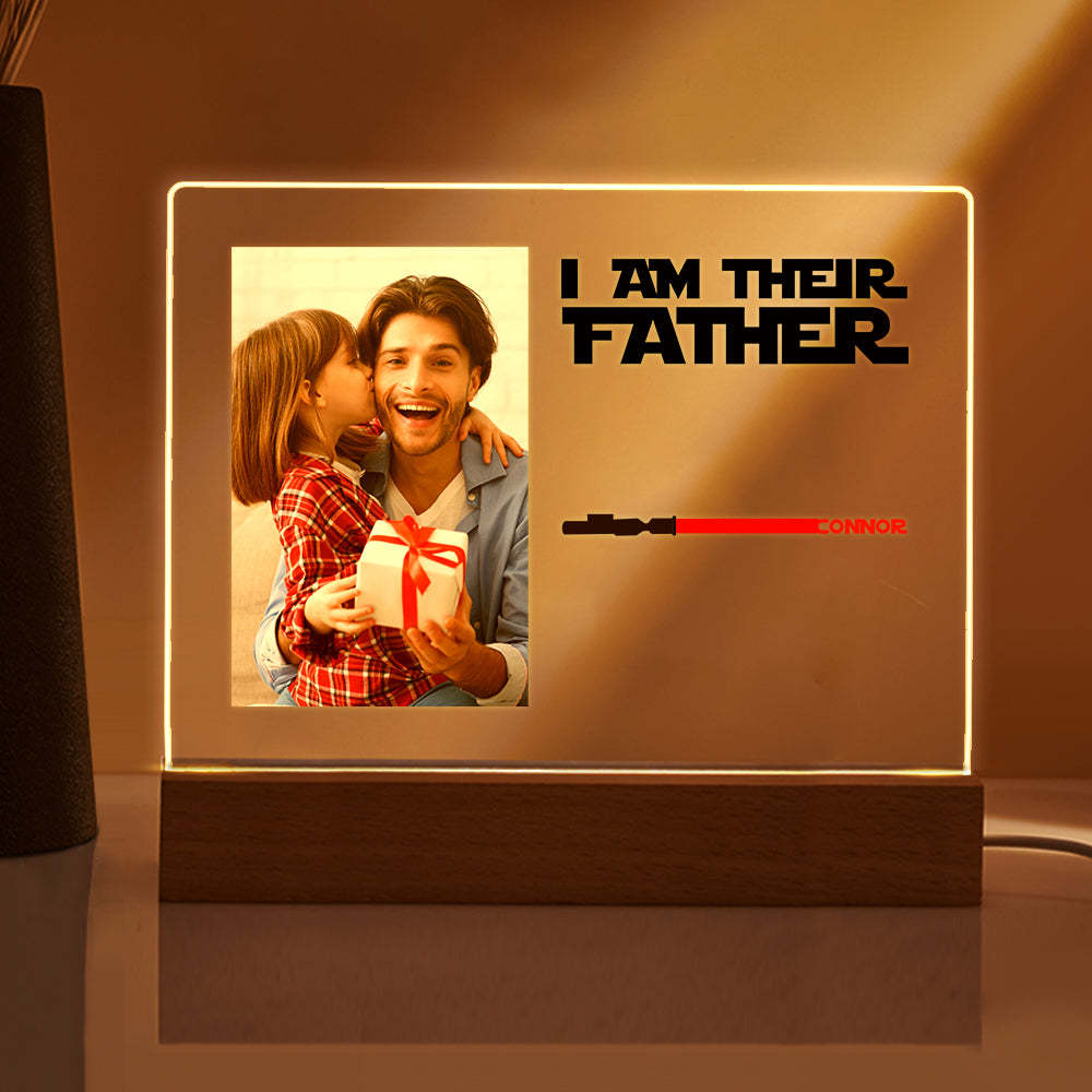 Personalized I Am Their Father Night Light Photo Acrylic Light Saber Plaque Father's Day Gifts - SantaSocks