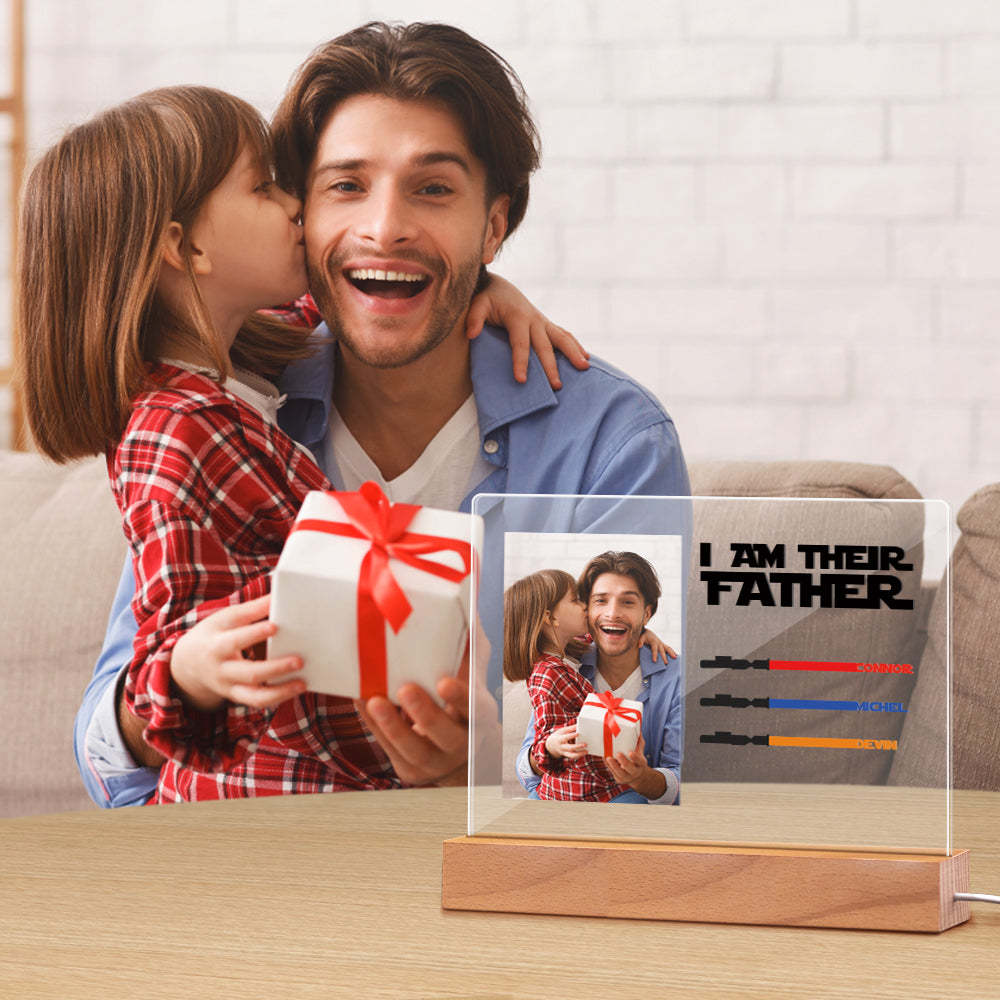 Personalized I Am Their Father Night Light Photo Acrylic Light Saber Plaque Father's Day Gifts - SantaSocks