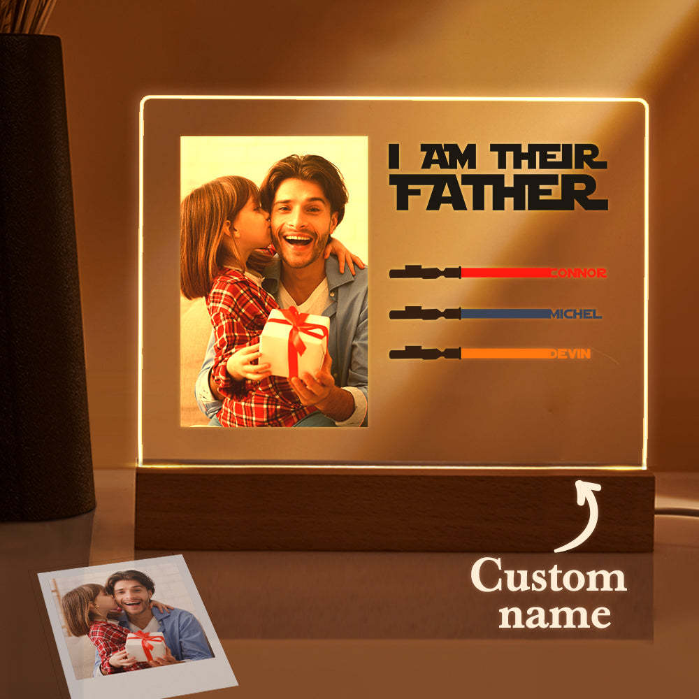 Personalized I Am Their Father Night Light Photo Acrylic Light Saber Plaque Father's Day Gifts - SantaSocks
