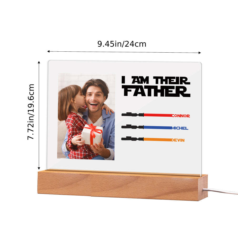 Personalized I Am Their Father Night Light Photo Acrylic Light Saber Plaque Father's Day Gifts - SantaSocks