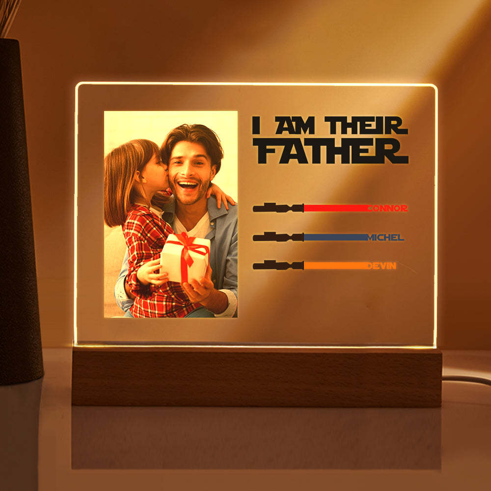 Personalized I Am Their Father Night Light Photo Acrylic Light Saber Plaque Father's Day Gifts - SantaSocks