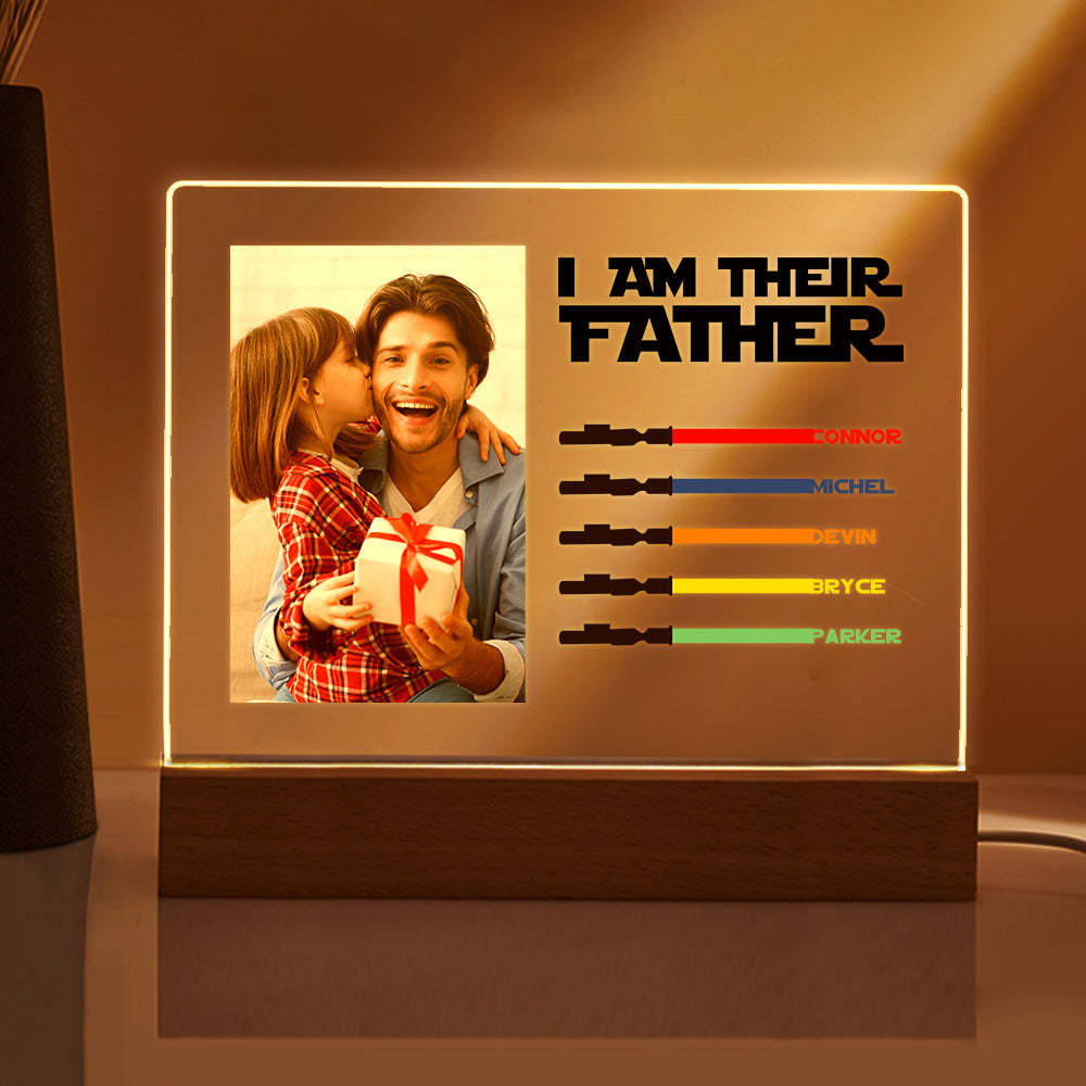Personalized I Am Their Father Night Light Photo Acrylic Light Saber Plaque Father's Day Gifts - SantaSocks