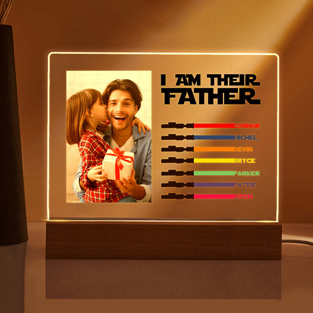 Personalized I Am Their Father Night Light Photo Acrylic Light Saber Plaque Father's Day Gifts - SantaSocks