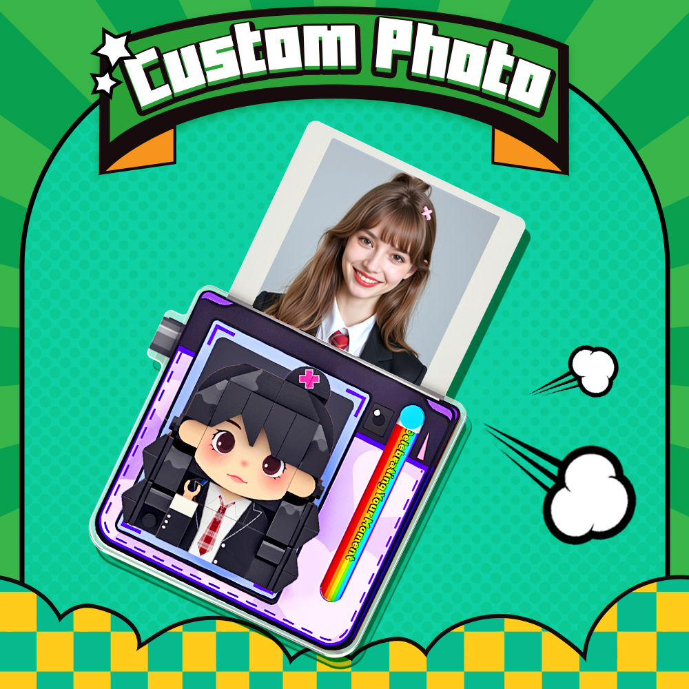 Personalized Brick Figure Purple Fridge Magnets Polaroid Style Gift Fridge Magnet Gift For Girlfriend Boyfriend