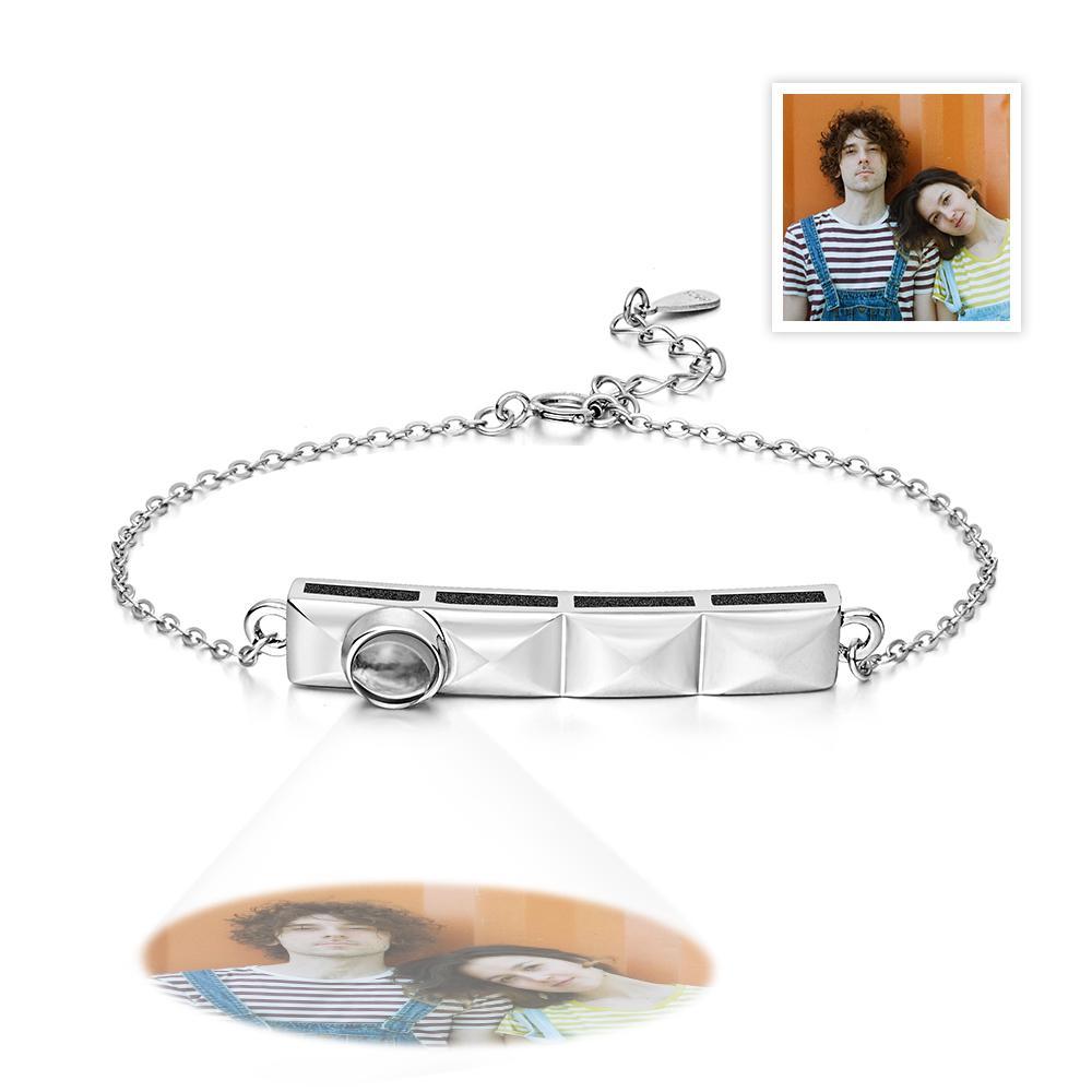 Bar Picture Bracelet Photo Projection Bracelet Custom Photo Bracelet for Men Women Anniversary Gift for Couples - SantaSocks