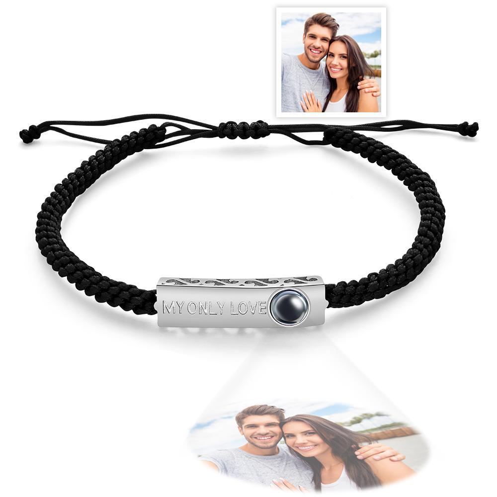 Custom Projection Photo Bracelet My Only Love Unique Couple Gifts - SantaSocks