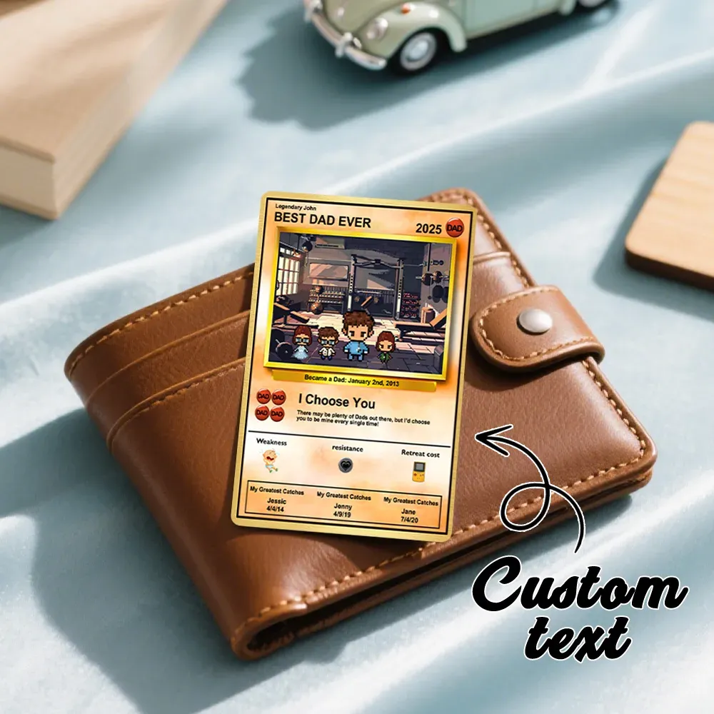 Personalized Anime Photo Father's Day Card Father's Day Gift for Grandpa New Grandpa Gift Dad Wallet Card  Super Hero Dad Gifts Game Dad Card Gift - SantaSocks
