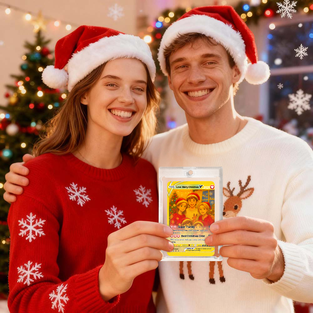 Christmas Gift Custom Poke Card Gift For Family Couple Custom Santa Present Idea - SantaSocks