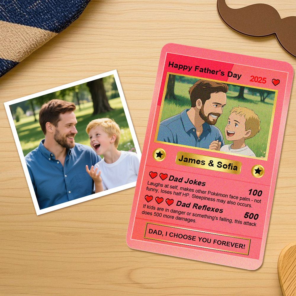 Custom Father's Day Anime Cards Custom Photo Poke Card Gift Idea for Loved One - SantaSocks