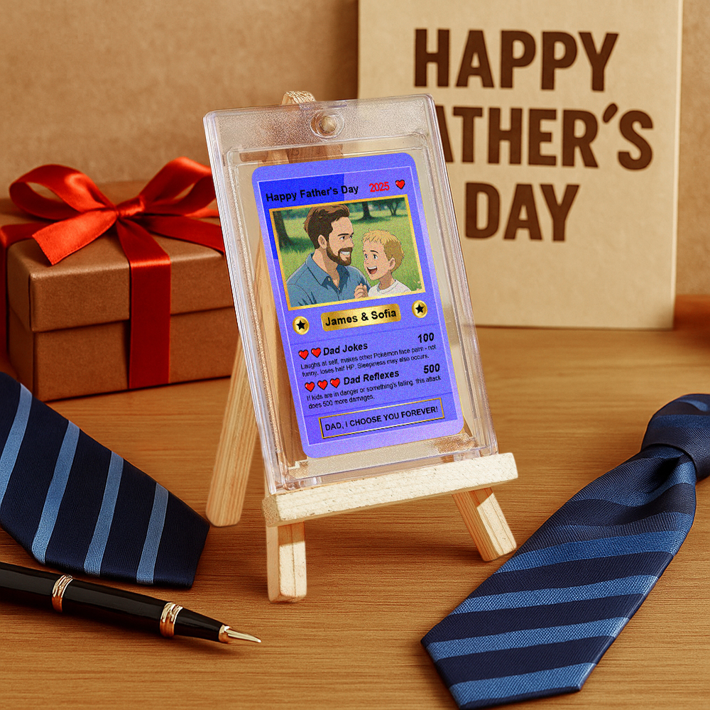 Custom Father's Day Anime Cards Custom Photo Poke Card Gift Idea for Loved One - SantaSocks