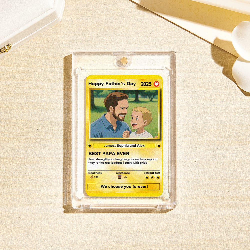 Custom Father's Day Anime Cards Custom Photo Poke Card Gift Idea for Loved One - SantaSocks