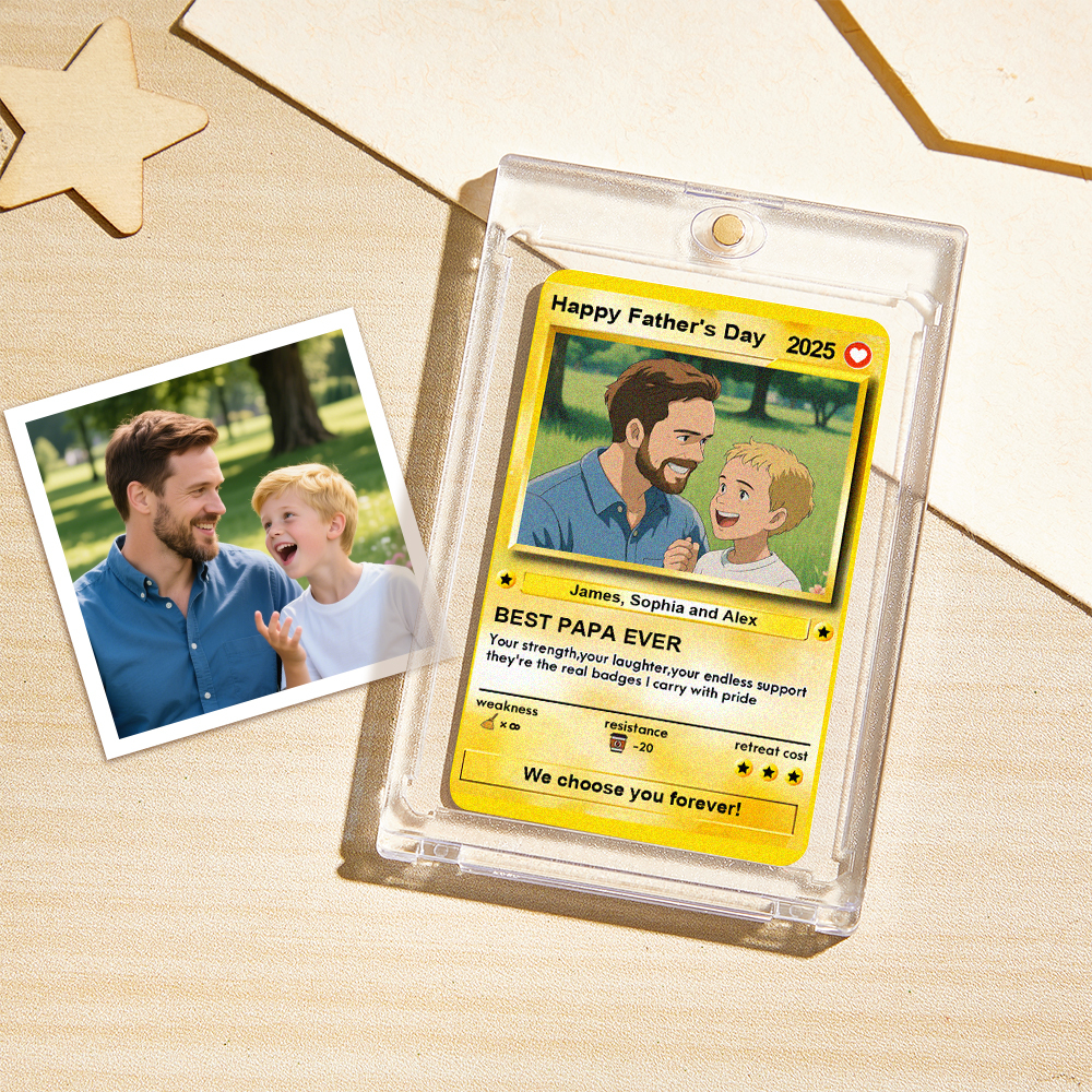 Custom Father's Day Anime Cards Custom Photo Poke Card Gift Idea for Loved One - SantaSocks