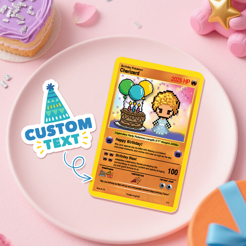 Custom Birthday Poke Card Cartoon Card Choose your Own Style Perfect Gift Idea for Birthday - SantaSocks