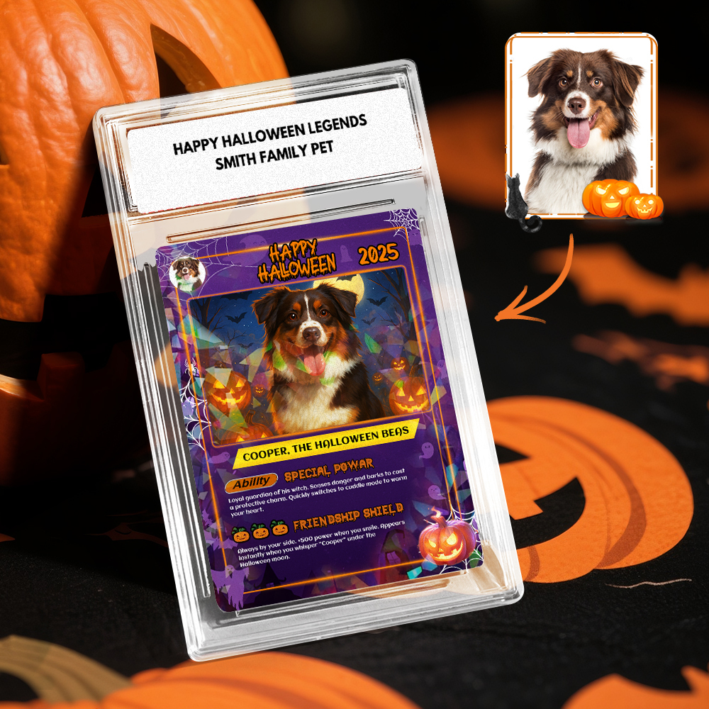 Custom Halloween Game Card Personalized Cartoon Trading Card with Photo & Name, Unique Holiday Gift for Lover - SantaSocks