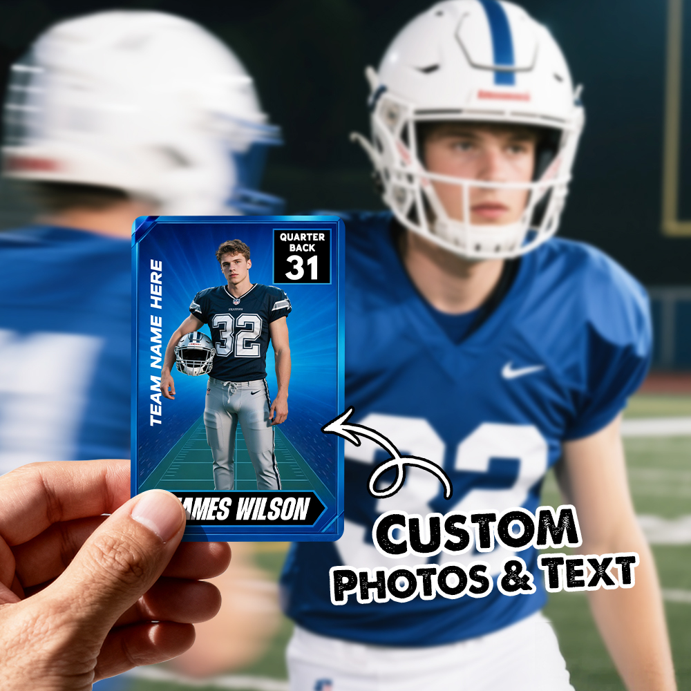 Personalized Sports Portrait Card Custom Name Number Stats Unique Gift for Young Athletes and Sports Fans