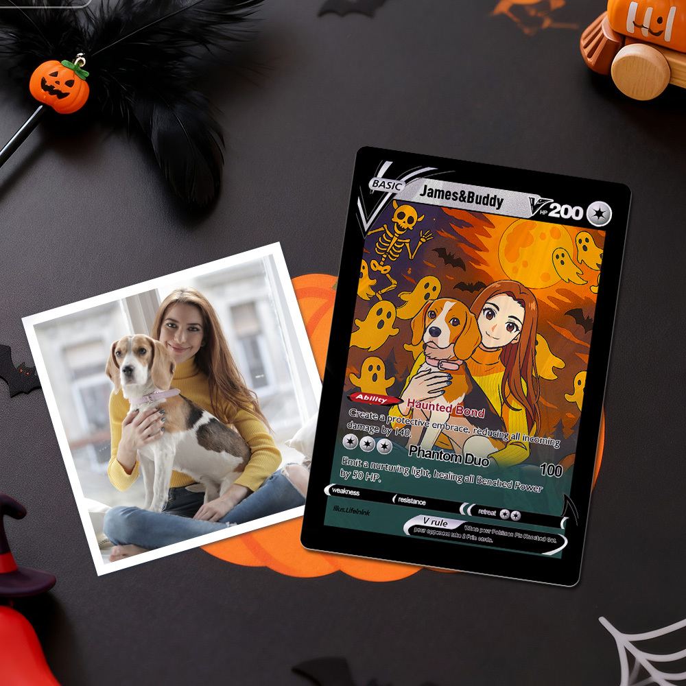 Personalized Halloween Poke Card Spooky Custom Card Gift for Anime Halloween Lovers