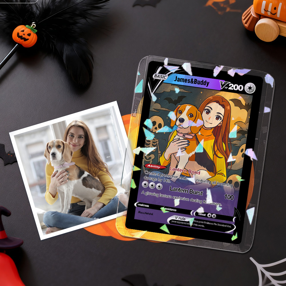 Personalized Halloween Poke Card Spooky Custom Card Gift for Anime Halloween Lovers