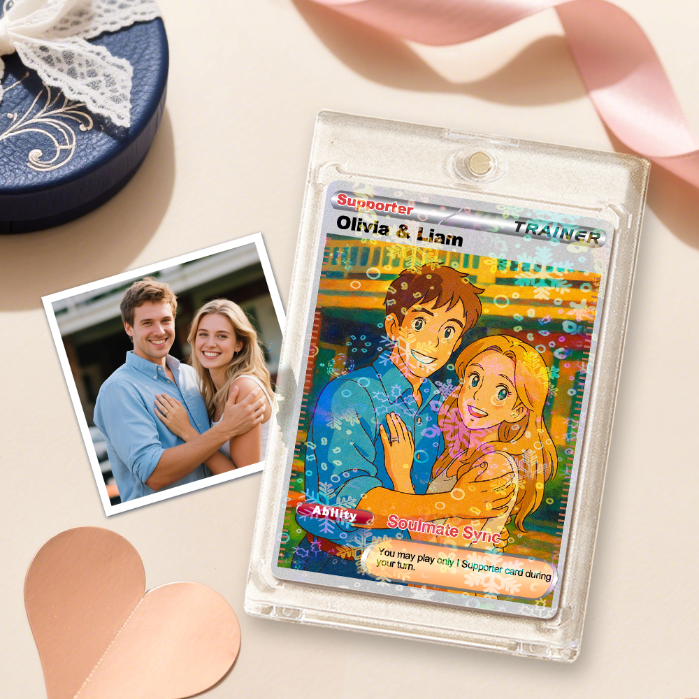 Personalized  Valentine Couple Card Custom Cartoon Acrylic Card Gift With Optional Film Styles - SantaSocks