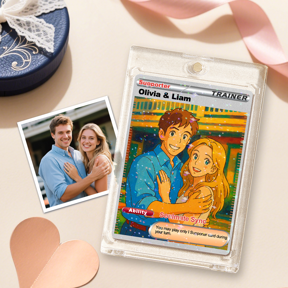 Personalized  Valentine Couple Card Custom Cartoon Acrylic Card Gift With Optional Film Styles - SantaSocks