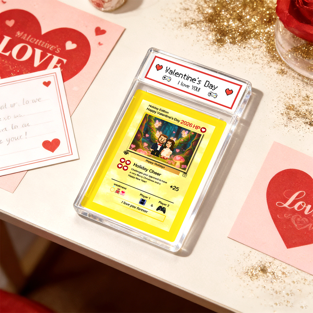 Custom Valentine Card I Choose You Present for Couple Turn Your Photo into a Unique Collectible Pixel Man Style Card Valentine  Gift Idea - SantaSocks