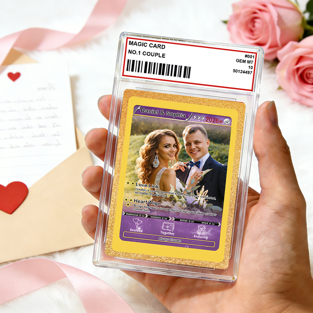 Personalized Valentine’s Day Power Couple Card, Custom Anniversary Card Couple Photo Anime Style, Best Valentine's Day Gift for Lover