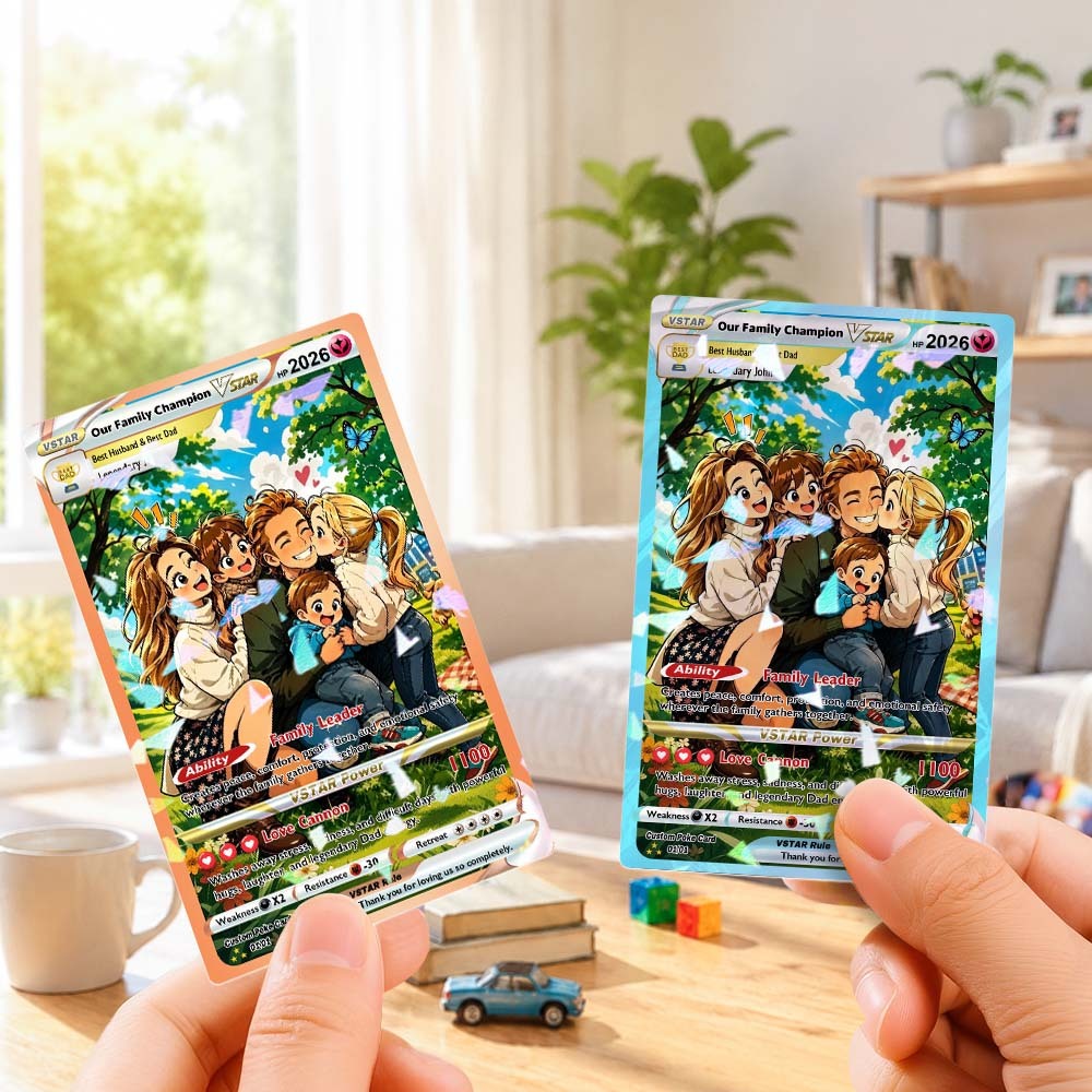 Custom Trainer Card - Trendy Comic Anime Style Personalized n Card for Dad - Perfect Gift from Wife & Kids Happy Father's Day - SantaSocks