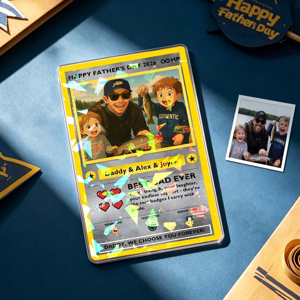 Custom Legendary Dad Love Trading Card – Custom Photo Father’s Day Gift for Dad, Unique Collectible TCG Style Card - SantaSocks