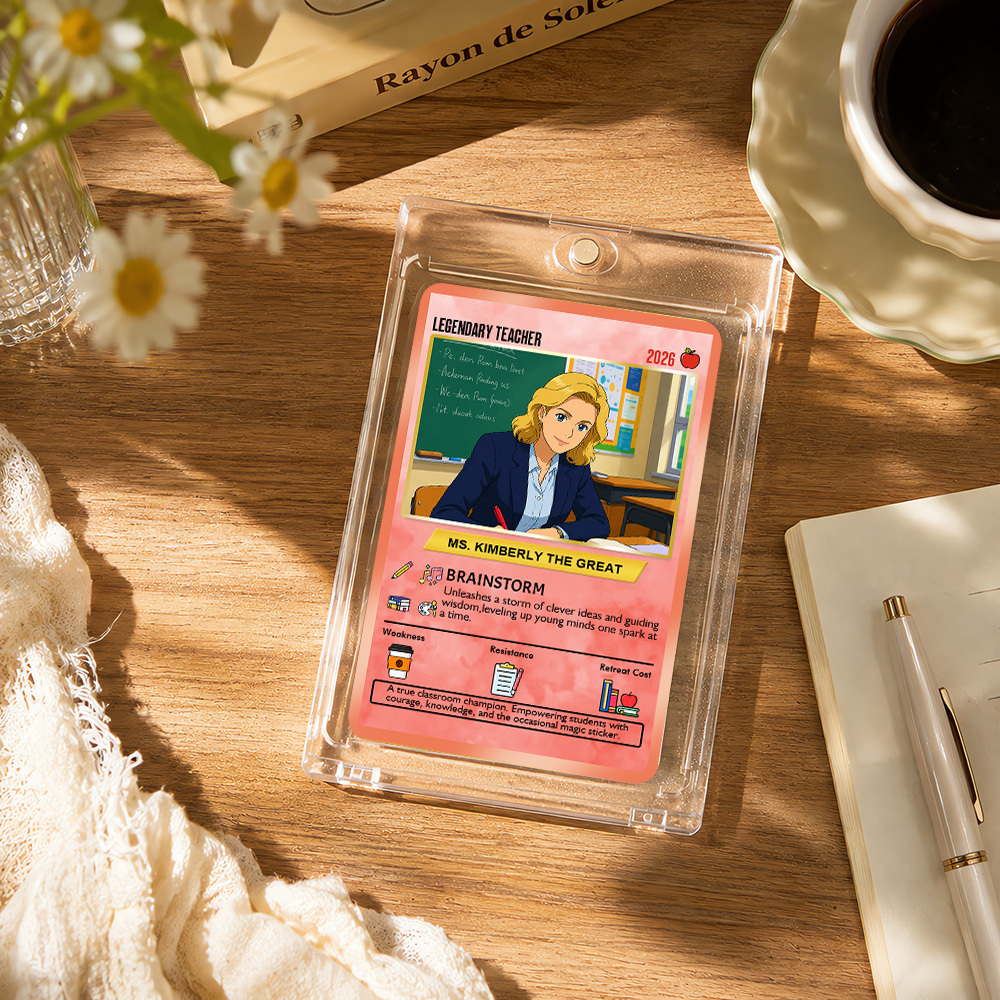 Custom Pokemon Cards Teacher Appreciation with Anime Photo, Change Your Photo to Ghibli Style, Thank You Teacher Gift from Parents & Students, Personalized Pokemon Cards - CPC-66.A