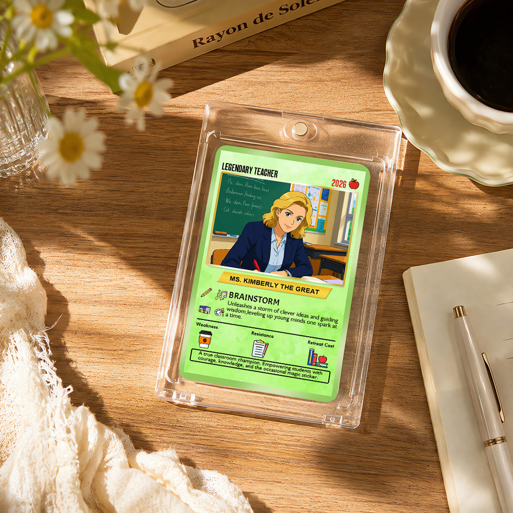 Custom Pokemon Cards Teacher Appreciation with Anime Photo, Change Your Photo to Ghibli Style, Thank You Teacher Gift from Parents & Students, Personalized Pokemon Cards - CPC-66.A