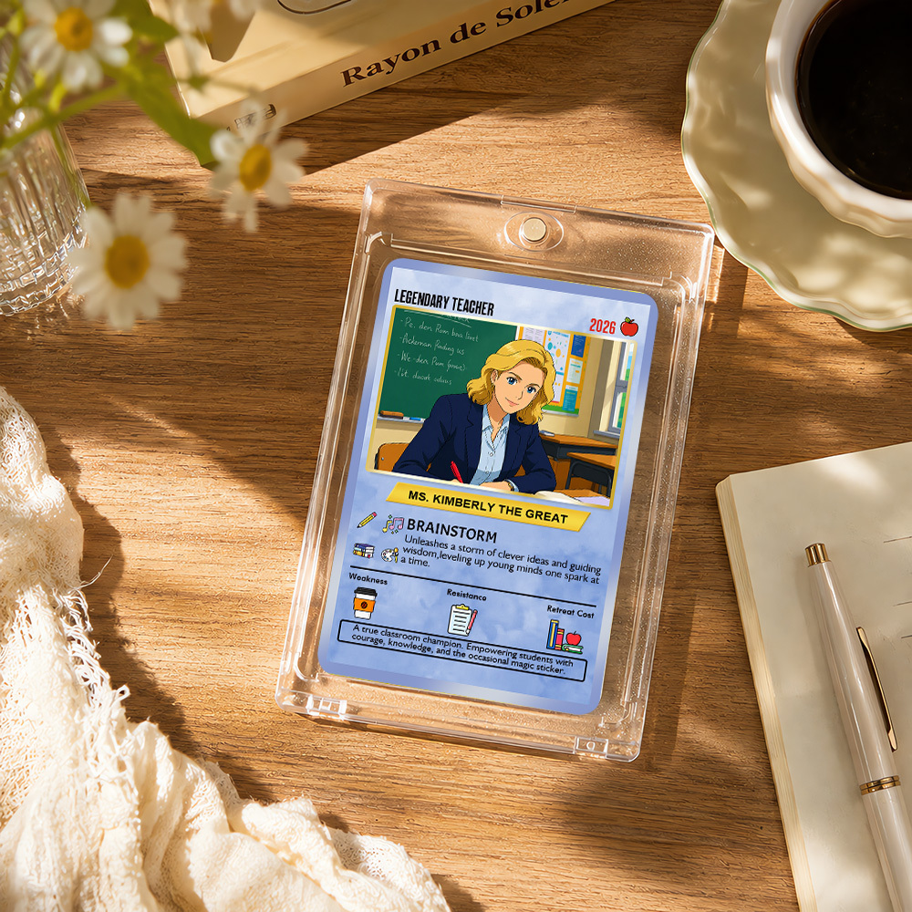 Custom Pokemon Cards Teacher Appreciation with Anime Photo, Change Your Photo to Ghibli Style, Thank You Teacher Gift from Parents & Students, Personalized Pokemon Cards - CPC-66.A
