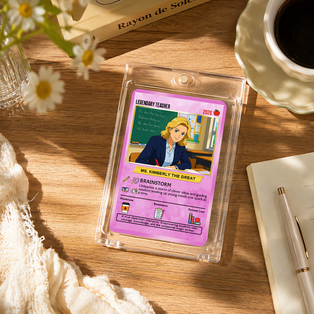 Custom Pokemon Cards Teacher Appreciation with Anime Photo, Change Your Photo to Ghibli Style, Thank You Teacher Gift from Parents & Students, Personalized Pokemon Cards - CPC-66.A