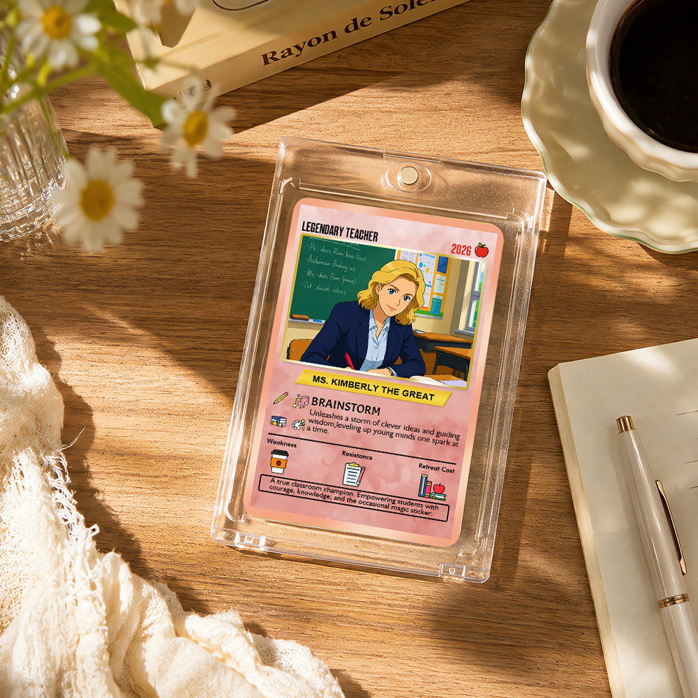 Custom Pokemon Cards Teacher Appreciation with Anime Photo, Change Your Photo to Ghibli Style, Thank You Teacher Gift from Parents & Students, Personalized Pokemon Cards - CPC-66.A