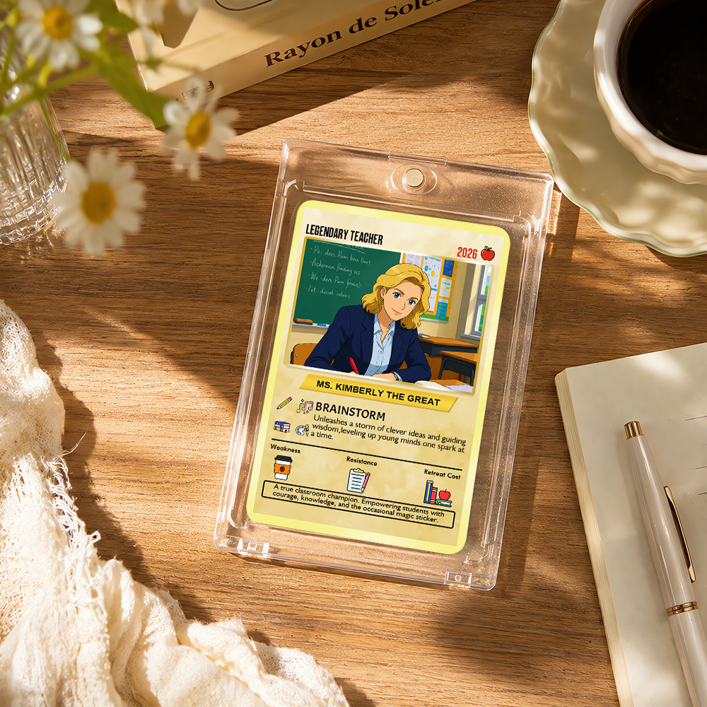 Custom Pokemon Cards Teacher Appreciation with Anime Photo, Change Your Photo to Ghibli Style, Thank You Teacher Gift from Parents & Students, Personalized Pokemon Cards - CPC-66.A