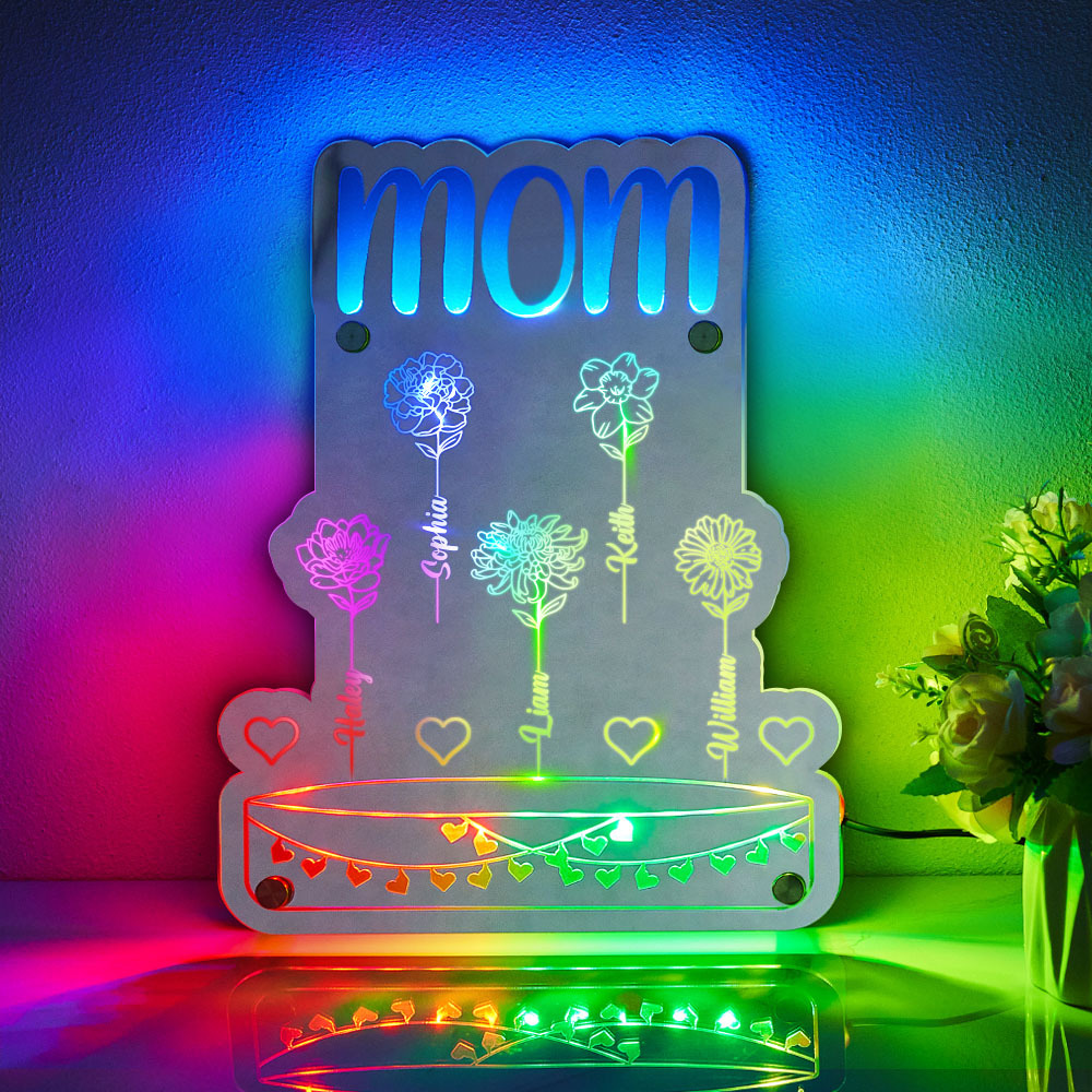 Custom Mom's Garden Led Mirror Light with Flowers and Names Mother's Day Gifts - SantaSocks