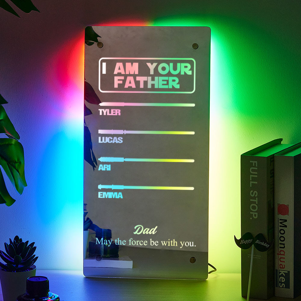 Father's Day I Am Their Father Lightsaber Mirror Lamp Gift for Dad