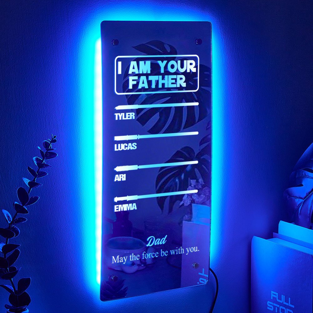 Father's Day I Am Their Father Lightsaber Mirror Lamp Gift for Dad