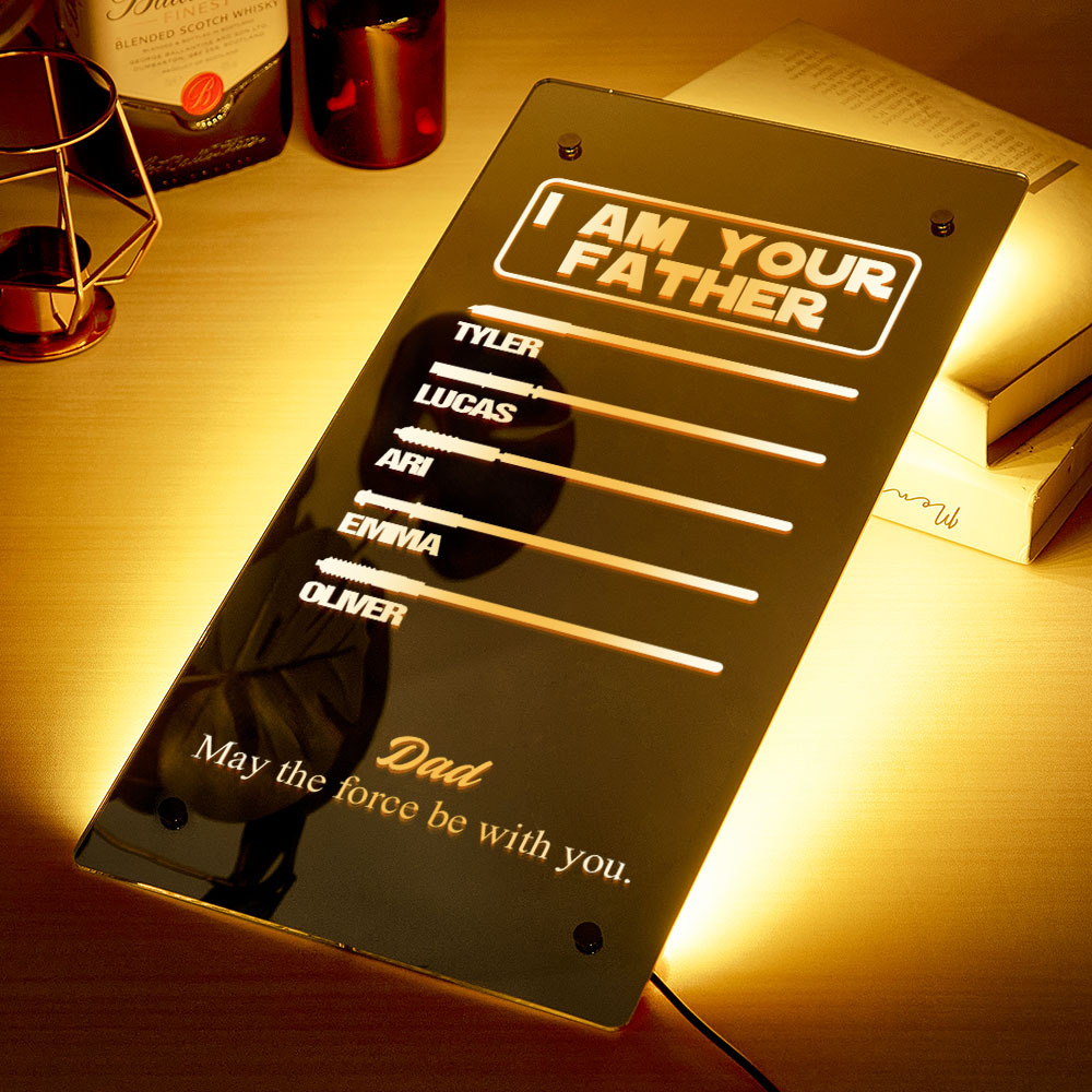 Father's Day I Am Their Father Lightsaber Mirror Lamp Gift for Dad