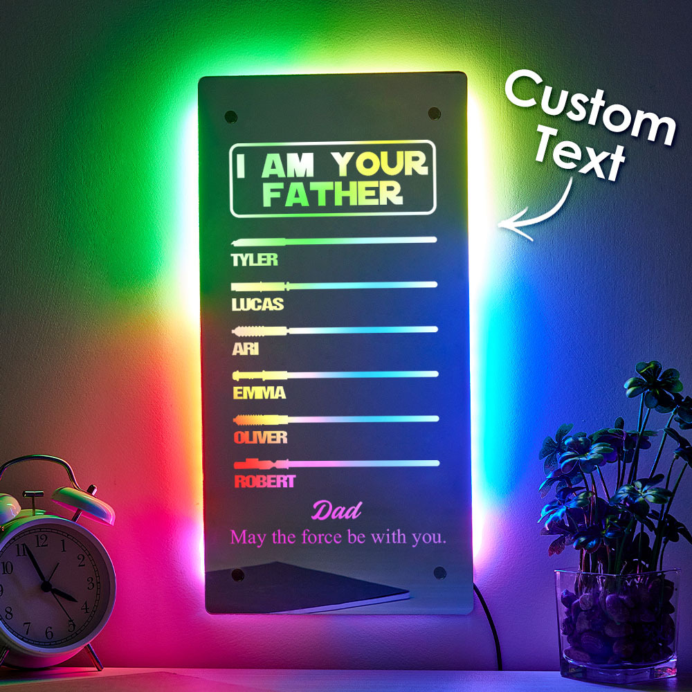Father's Day I Am Their Father Lightsaber Mirror Lamp Gift for Dad