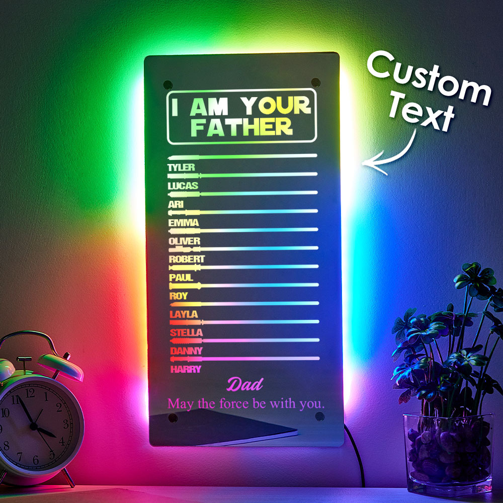 Father's Day I Am Their Father Lightsaber Mirror Lamp Gift for Dad