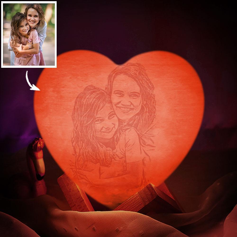 Photo Heart Lamp Shade Personalized Night Light Custom 3D Printed (10-15cm) for Him