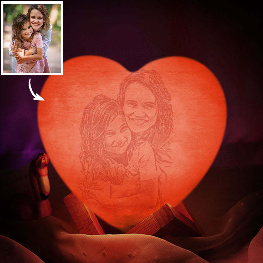 Custom Photo Heart Lamp Personalized Night Light 3D Printed (10-15cm) for Wife
