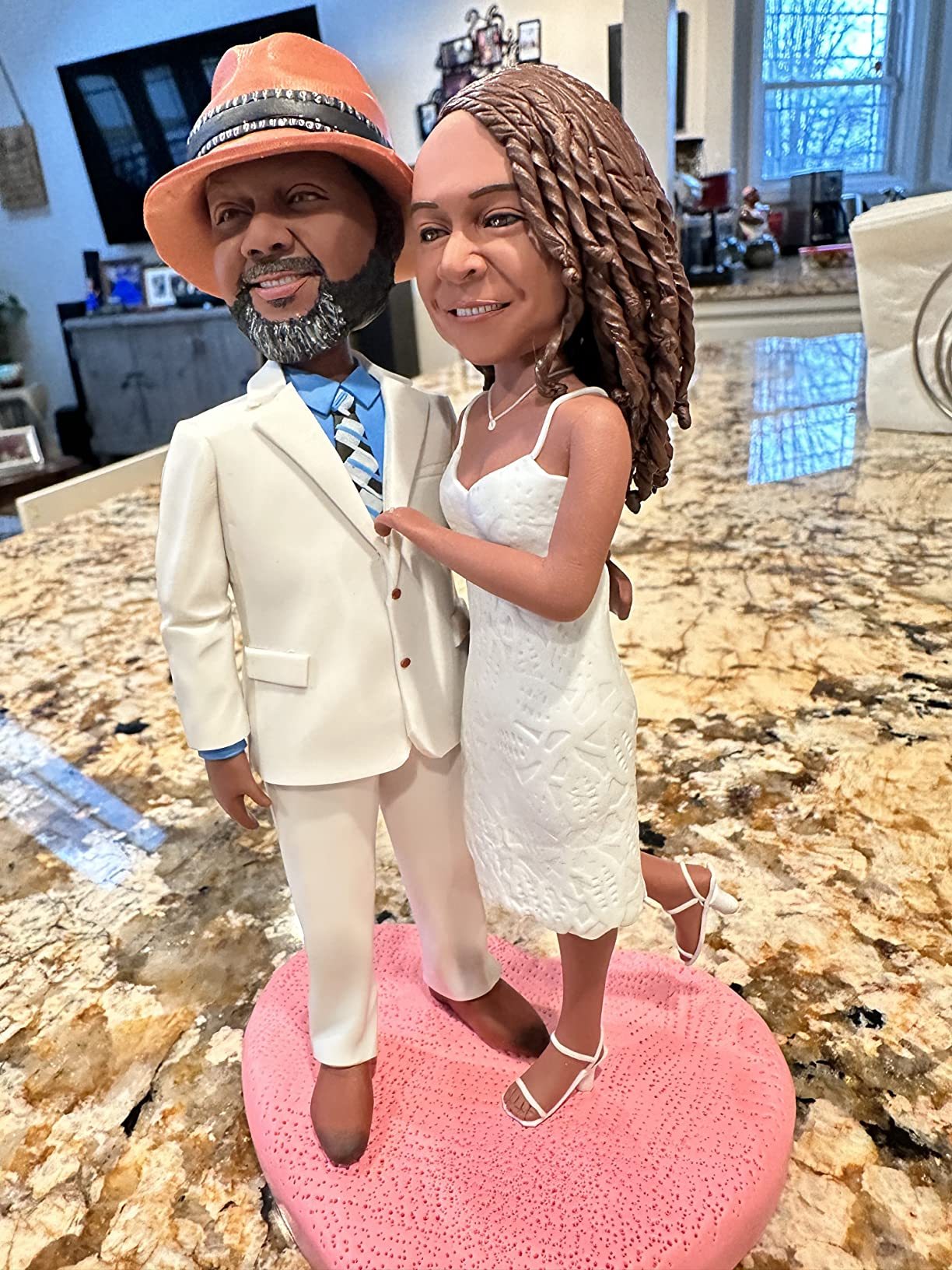 Fully Customizable 2 person Custom Bobblehead With Engraved Text - PhotoMoonLamp