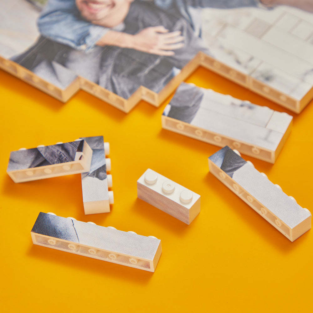 Personalized Small Building Brick Photo Block Horizontal Trio