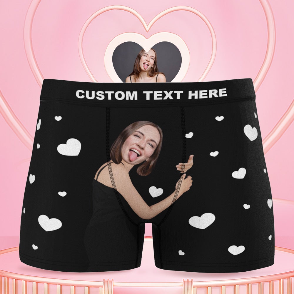 Men's Custom Face Boxers Hug My Dear with Heart 3D Online Preview