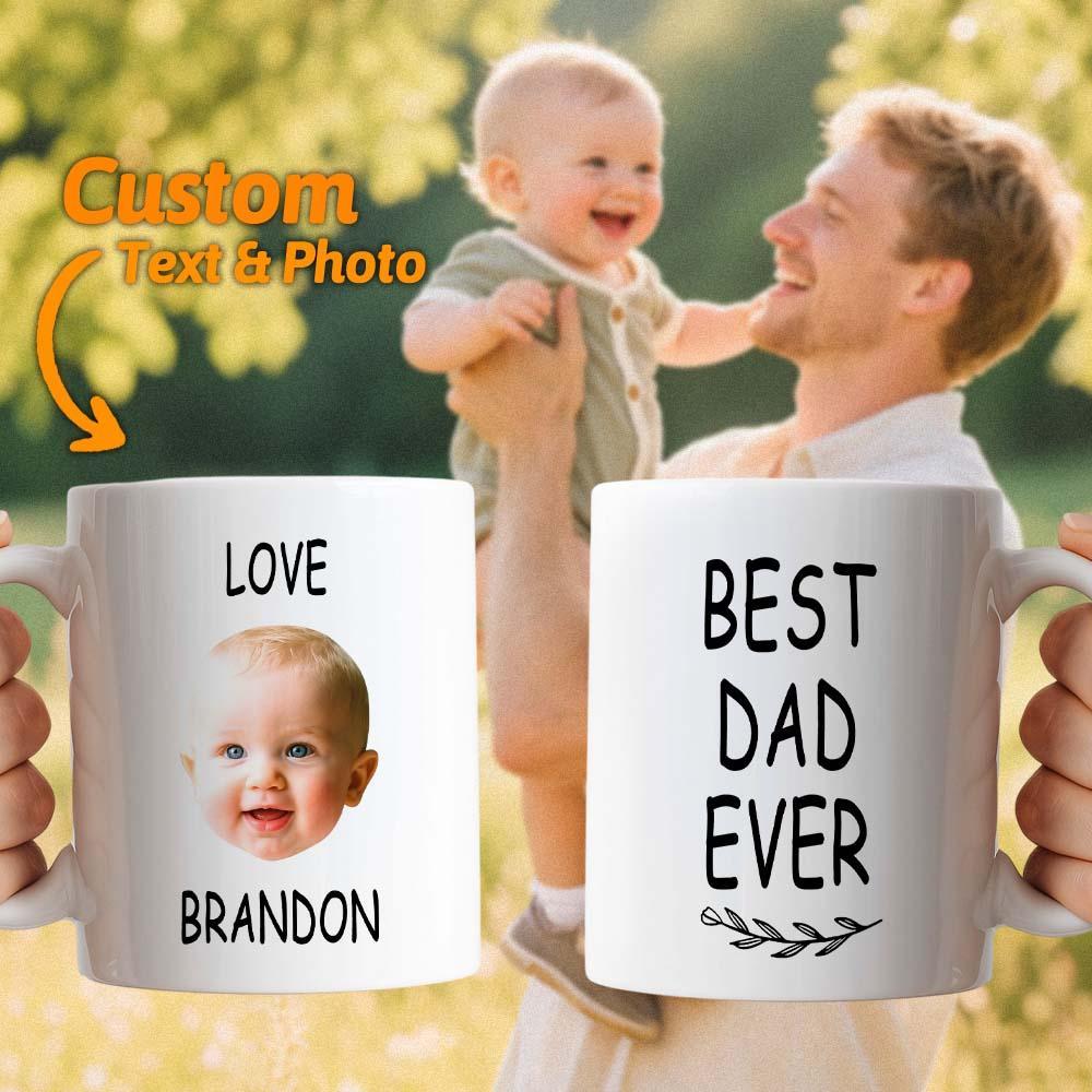 Custom Dad Photo Mug Best Dad Ever Coffee Cup Personalized Father’s Day Gift Idea