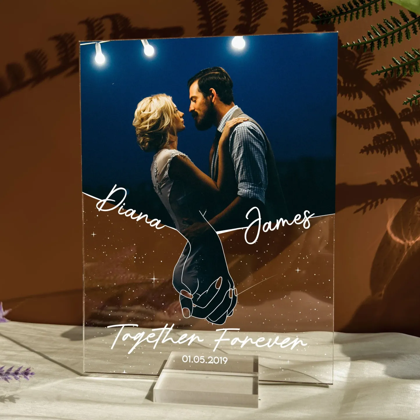 Personalized Photo Acrylic Plaque Anniversary Couples Holding Hands - SantaSocks