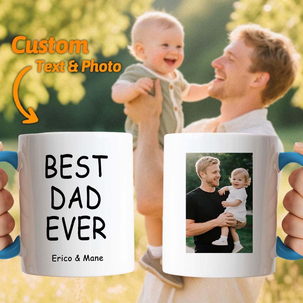 Custom Dad Photo Mug Best Dad Ever Coffee Cup Personalized Father’s Day Gift Idea