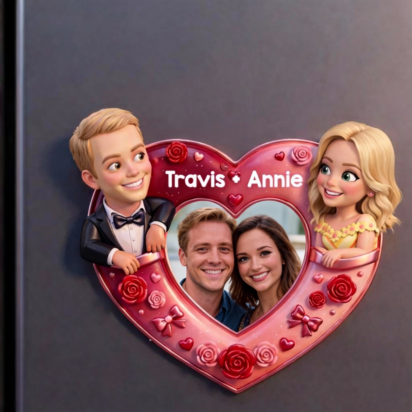 Romantic Love Fridge Magnet Custom Photo Acrylic Magnet for Couples 3D Visual Effect 2D Design Personalized Valentine Gift