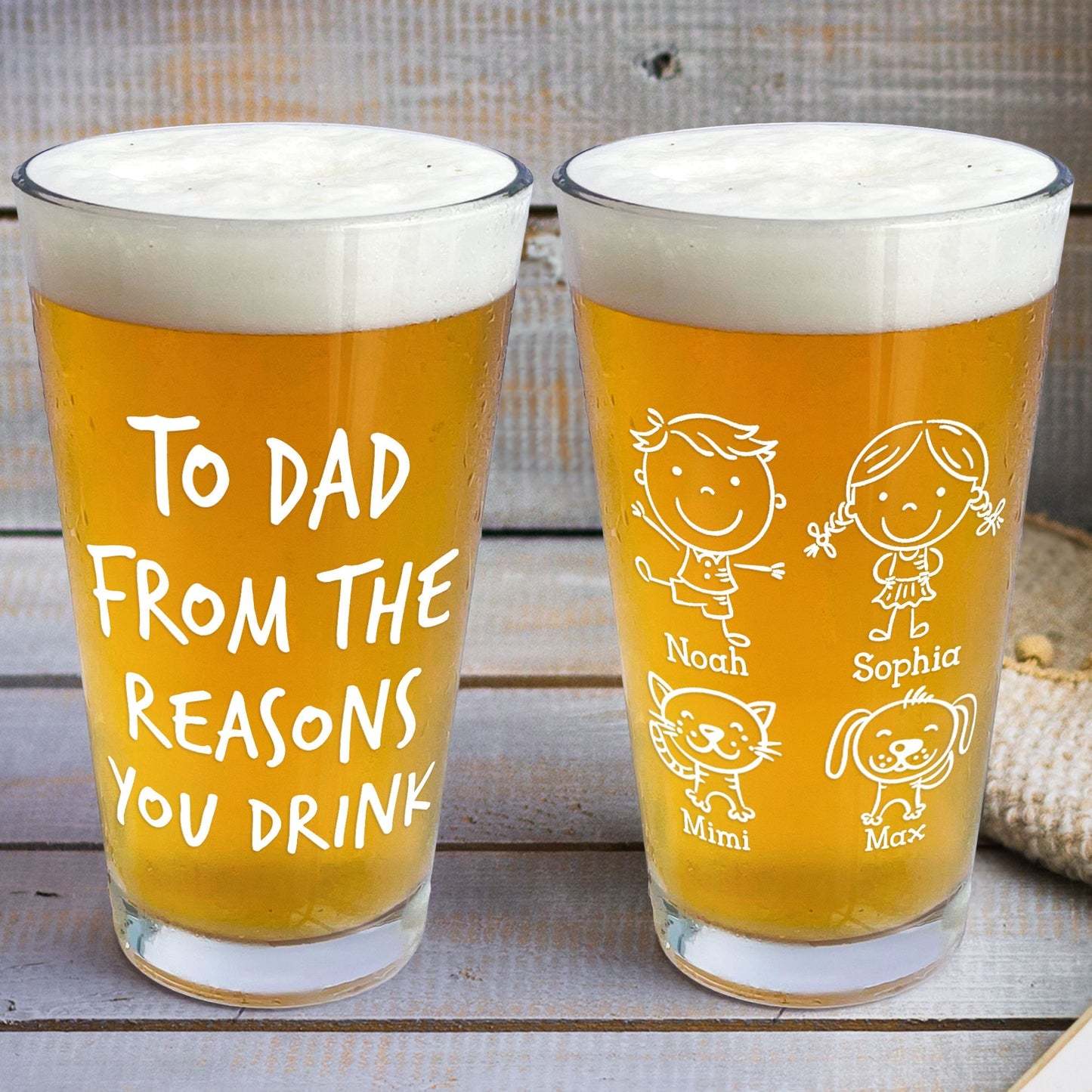 From The Reasons You Drink Father's Day Gifts For Dad - Personalized Beer Glass - SantaSocks